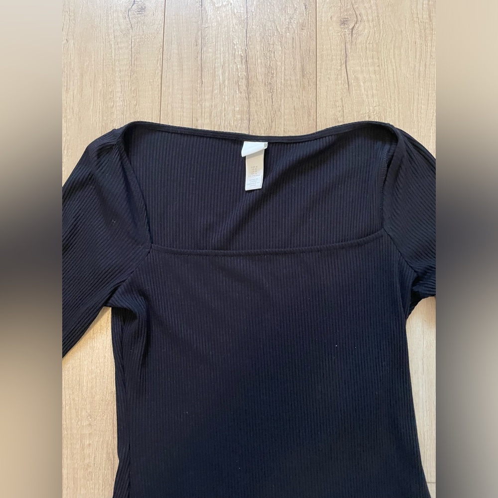 H&M Black Square Neck Ribbed Top - Picture 2 of 4